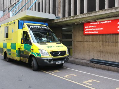 An ambulance outside the emergency department at the Bristol Royal Infirmary