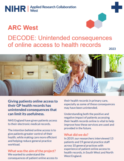 DECODE: Unintended consequences of online access to health records