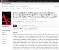 How latent patterns of interprofessional working may lead to delays in discharge from hospital of older people living with frailty – ‘Patient more confused than usual?’