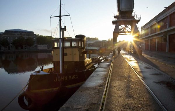 The sun rises over Bristol's harbourside