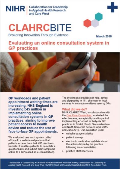 Evaluating an online consultation system in GP practices