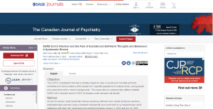 SARS-CoV-2 Infection and the Risk of Suicidal and Self-Harm Thoughts and Behaviour: A Systematic Review screen shot