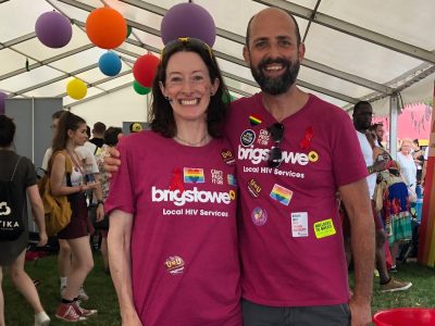 Emer Brangan with a member of the Brigstowe team at Bristol Pride 2019