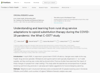 Screenshot of journal article titled: Understanding and learning from rural drug service adaptations to opioid substitution therapy during the COVID-19 pandemic: the What C-OST? study