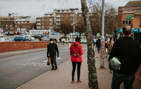 Shoppers in Bristol wearing face masks