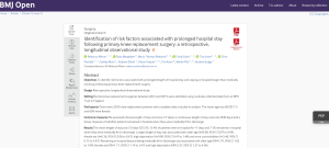 Screenshot of paper titled: Identification of risk factors associated with prolonged hospital stay following primary knee replacement surgery: a retrospective, longitudinal observational study