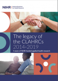Front cover of the legacy of the CLAHRCs document