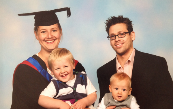 Elaine Willmore and family on MSc graduation day