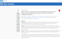 Screenshot of paper titled: Patient safety in actioning and communicating blood test results in primary care: a UK wide audit using the Primary care Academic CollaboraTive (PACT)