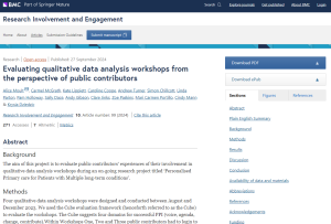 Screenshot of paper titled: Evaluating qualitative data analysis workshops from the perspective of public contributors