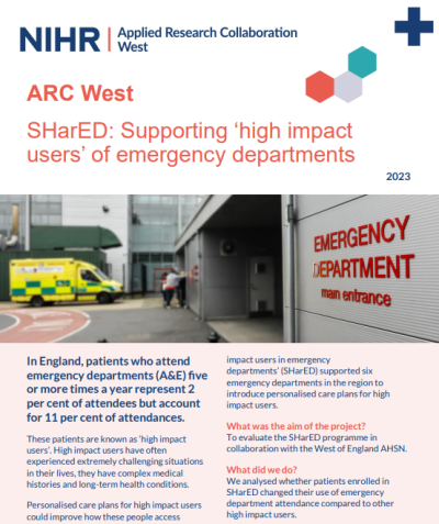 SHarED: Supporting ‘high impact  users’ of emergency departments