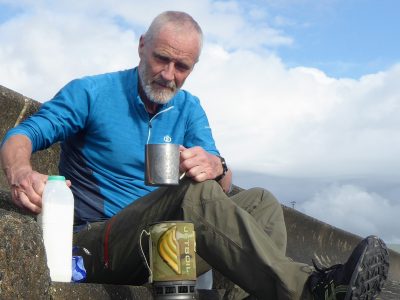 Mike Bell makes a brew during his sabbatical