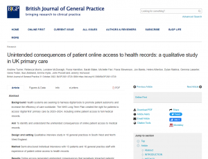 Screen shot of the DECODE project paper about patient access to digital health records