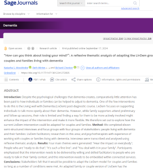 Screenshot of the LivDem-Families qualitative paper