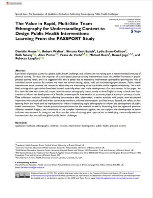 Screenshot of the research paper on The Value in Rapid, Multi-Site Team Ethnography for Understanding Context to Design Public Health Interventions