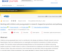 Screen shot of the paper Working with children and young people in research: Supportive practices and pathways to impact