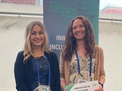 Carmel McGrath and Mari-Rose Kennedy collect the HSR UK Innovation in Inclusion Award 2023