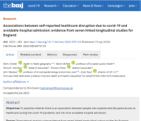BMJ paper about avoidable hospital admissions as a result of the pandemic