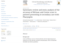 Screenshot of paper titled: Systematic review and meta-analysis of the accuracy of McIsaac and Centor score in patients presenting to secondary care with Pharyngitis