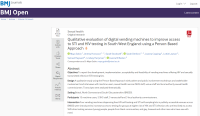 Screenshot of paper titled: Qualitative evaluation of digital vending machines to improve access to STI and HIV testing in South West England: using a Person-Based Approach