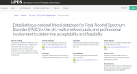 Screenshot of paper titled: Establishing a national linked database for Fetal Alcohol Spectrum Disorder (FASD) in the UK: multi-method public and professional involvement to determine acceptability and feasibility