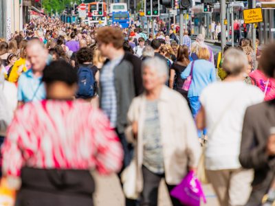 Crowded street in Edinburgh