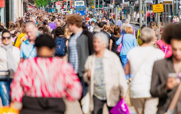 Crowded street in Edinburgh