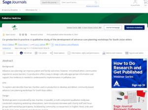 Screen shot of the paper Co-production in practice: A qualitative study of the development of advance care planning workshops for South Asian elders