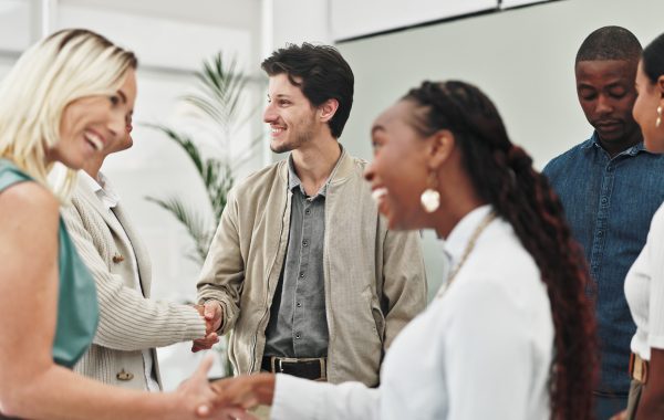 A group of professionals meeting each other