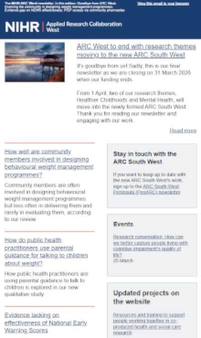 Last ever ARC West email newsletter